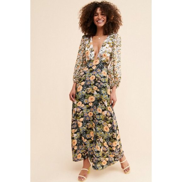 For Love And Lemons Arabella Maxi Dress Womens M Boho Chic Floral Y2K Romance - Picture 1 of 10